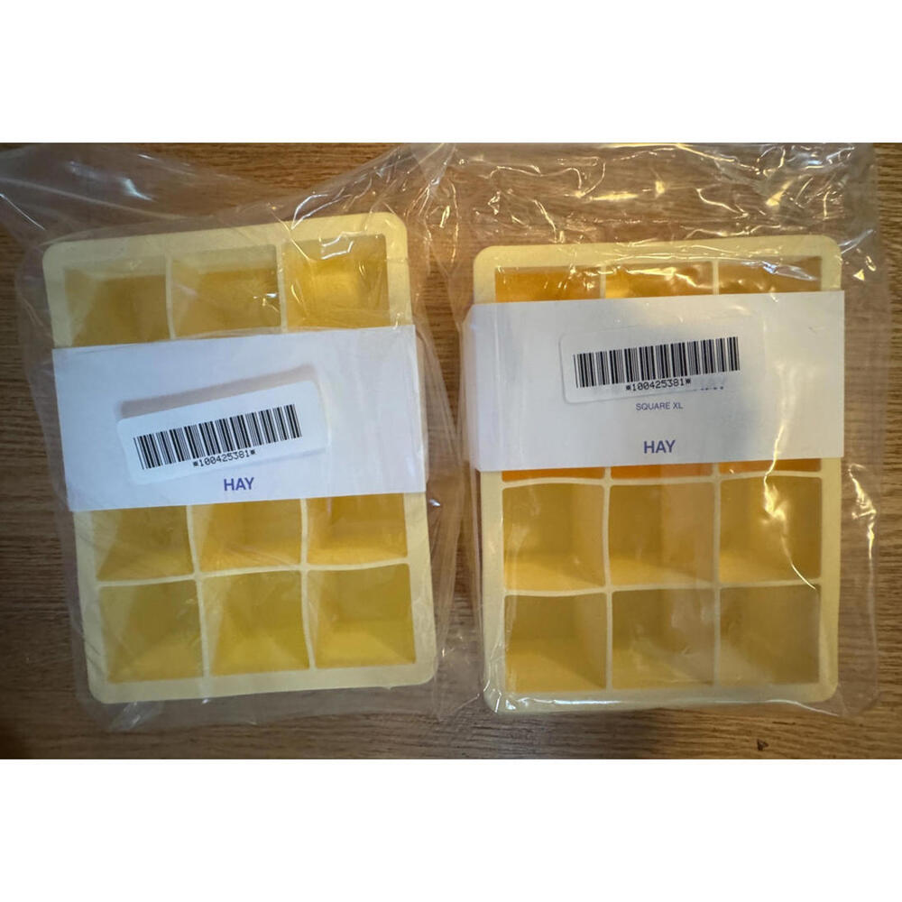 Set of 2 Danish Brand Hay Yellow Silicone Ice Cube Trays Square XL NEW!!